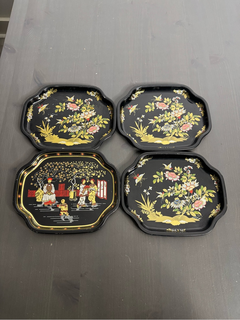 4 Vintage MCM Snack Tin Tip Trinket Trays ~ Elite Brand Made in England - Picture 7 of 7